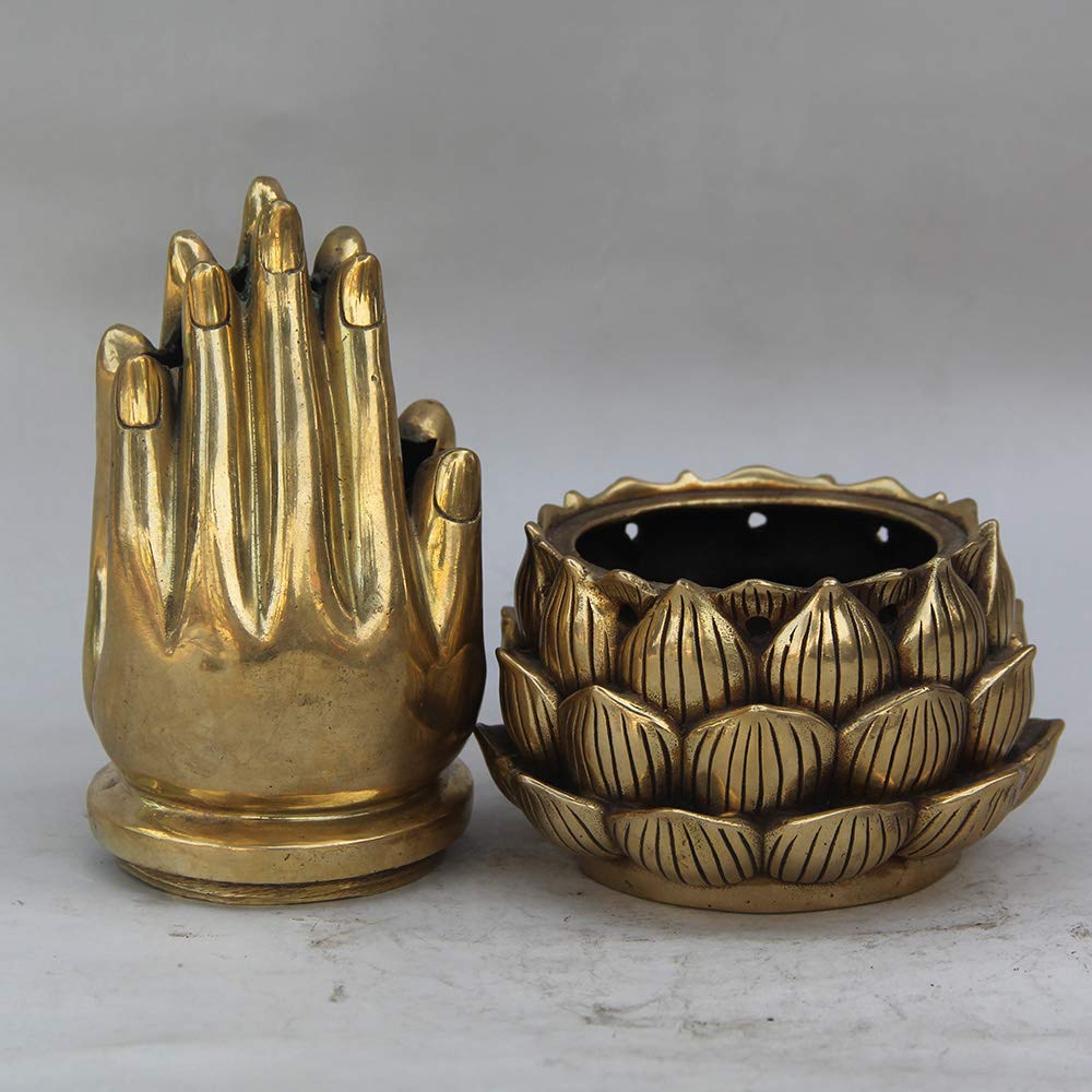 Amazon.co.jp: 中国銅仏手蓮の花像香バーナー香炉 : ホーム