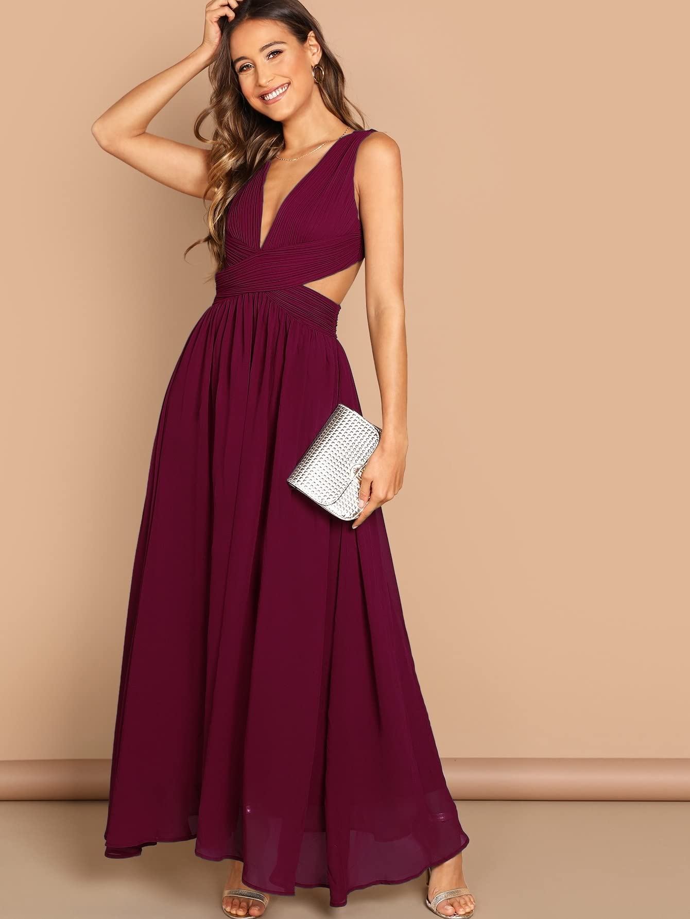 green emerald velvet dress Square Neck Fit and Flare Red Prom Dress – daisystyledress main image 0