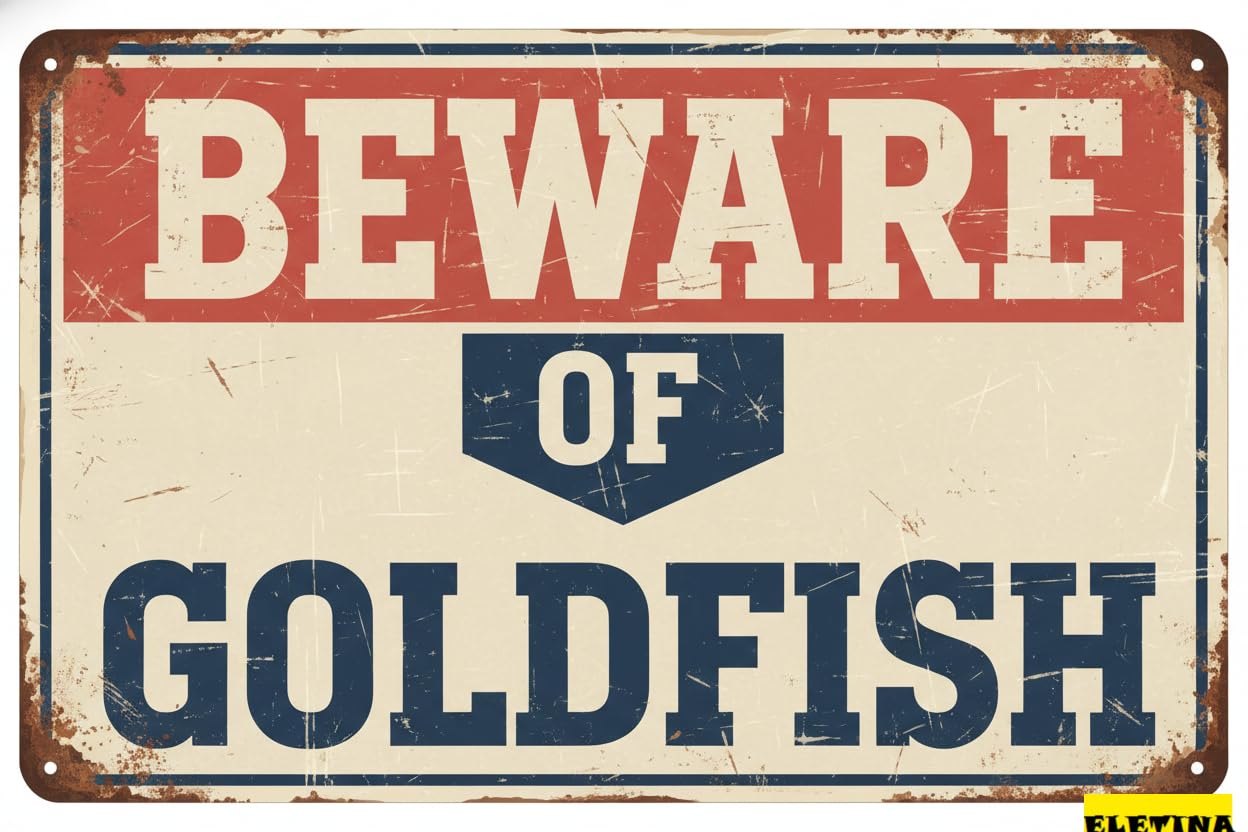 Vintage Metal Tin Sign for Man Cave Funny No Trespassing S Bathroom Decor Beware Of Goldfish Premises S Yard Bathroom S Neighb (color : Decor A, Size : 8x12 In) Private Property Decorative