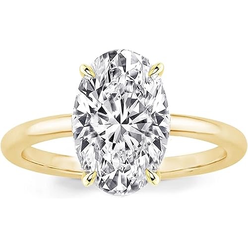 1.5CT/3.5CT/5.5CT Elongated Oval Cut Engagement Rings for Women,Simulated Diamond Promise Ring,925 Sterling Silver 18K Yellow Gold Plated Ring