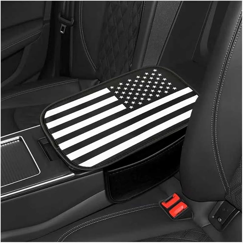 Capa Protetora para Apoio de Braço do Console Central VCYOPN com Bandeira dos Estados Unidos e Bolsos – 1 unidade