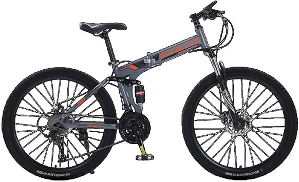 Mountain Bike Foldable 24/26" 21/24/27/30 Speed Folding Mountain Bike Dual Shock Absorber and Dual Disc Brakes Lightweight High Carbon Steel Frame Wreath Aluminum Bearing Hub Bicycle Adult