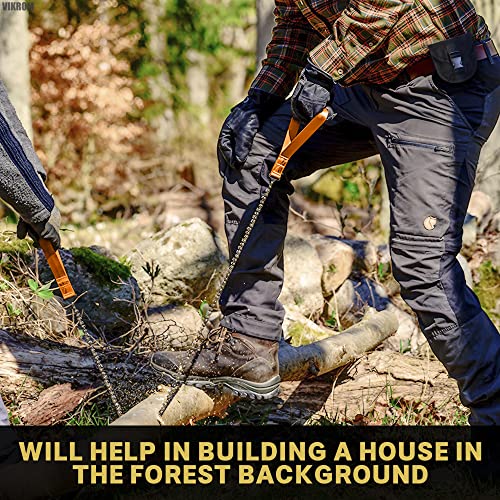 25" Pocket Chainsaw With Handles Survival Saw - Pocket Saw Folding Hand Saw Chain Portable Hand Saw Rope Saw For Trees With Bag Bi-Directional Cutting Teeth Camping Saw Folding Wood Saw Hunting Saws #TOP5