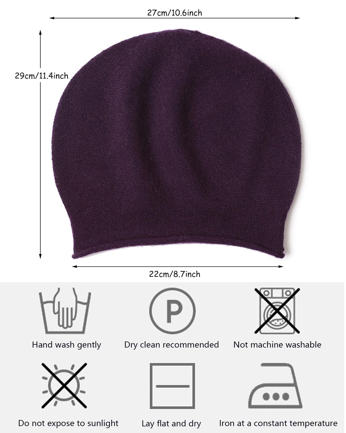 YUONNY 100% kaszmirowa dzianinowa czapka damska, ciepła luźna czapka beanie z zwijanym brzegiem na jesień zimę, wszechstronna miękka czaszka czapki outdoorowe sportowe na narty prezent