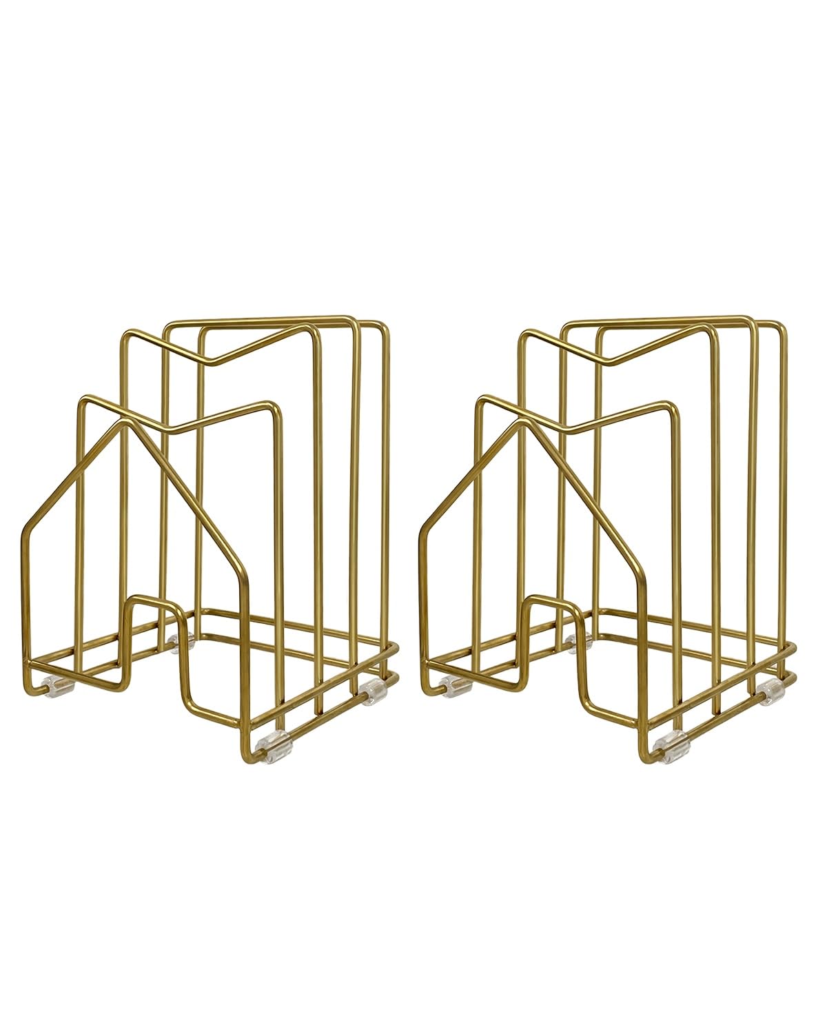 Chopping Board Rack Cutting Board Holder 304 Stainless Steel Pot Lid Organizer Inside Under Cabinet Pot Cover Cookie Sheet Bakeware Serving Tray Cooling Rack Stand Kitchen Countertop Matte Gold 2PCS