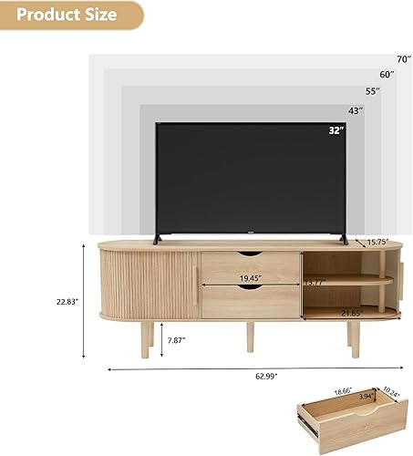 Miniatura 16 de Soporte de TV, mesa consola multimedia con puerta corredera y compartimento de almacenamiento, centro de entretenimiento moderno con almacenamiento