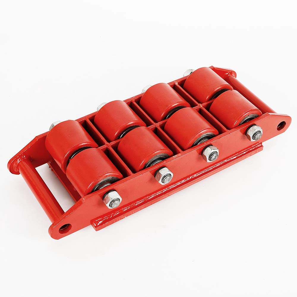 Machine Transport Skate 12T, 26400lbs Patines de hielo Carga de maquinaria pesada y electrodomésticos Peso del producto 27,5kg Transporte industrial Dolly Máquinas Muebles Dispositivo (rojo)