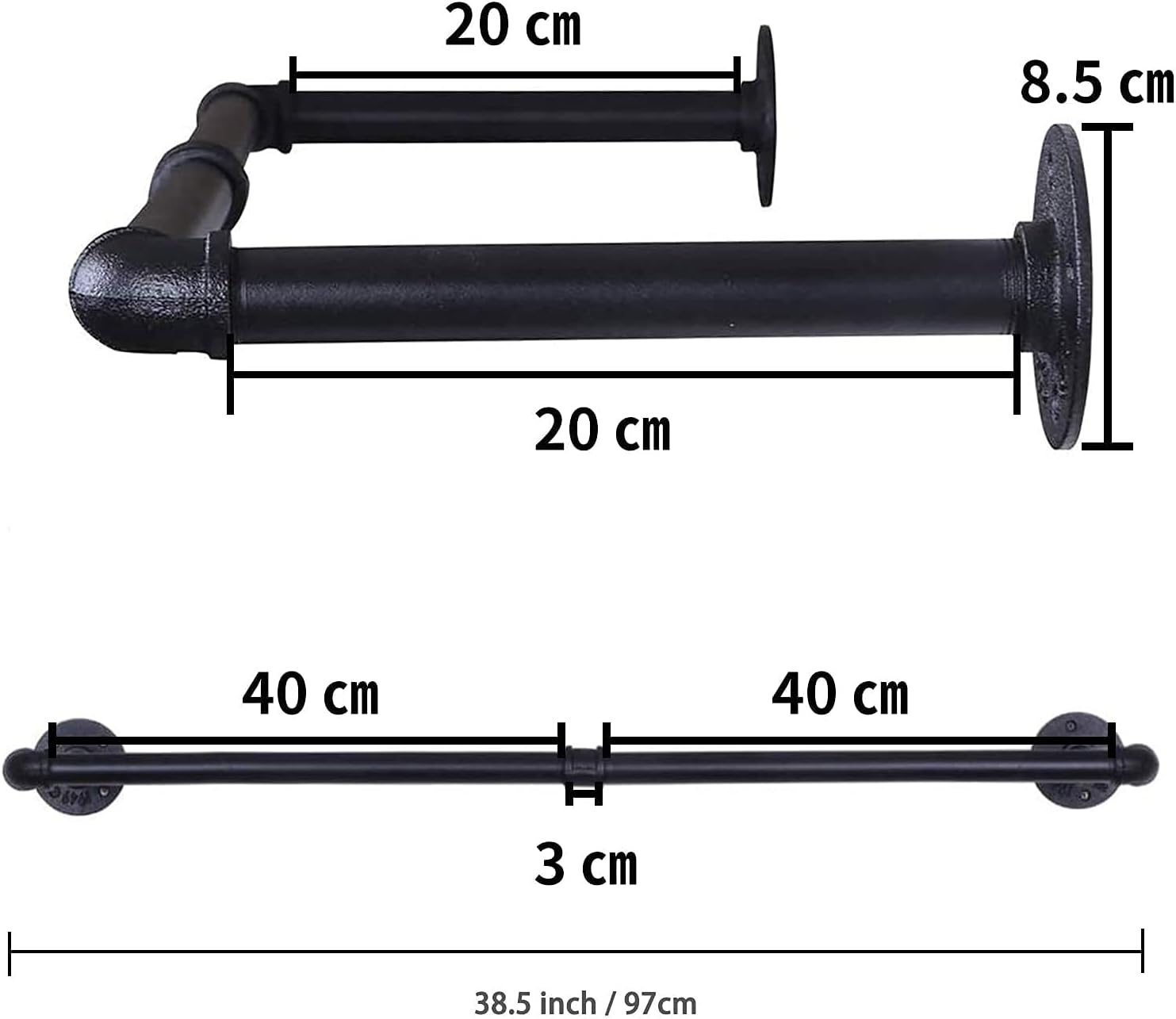 Wall Mounted Clothes Rail, Industrial Design, Wall Mounted, Metal