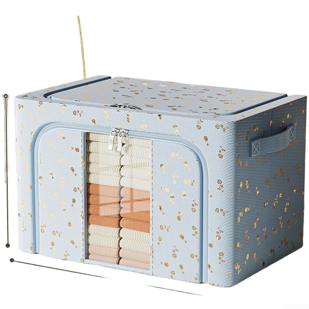 Caja de almacenamiento para armario que ordena su ropa de cama y ropa de invierno azul claro