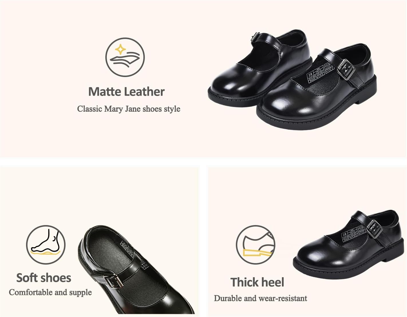Girls Timeless Black Patent Leather Mary Jane Shoes, Single Buckle Strap School Shoes, Perfect for Uniform & Daily Wear