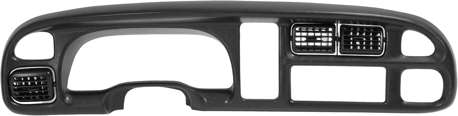 KUAFU Dash Board Cover & Bezel Compatible with 1998-2002 Dodge Ram 1500 2500 3500 Base Grey Dash Board Overlay Cover & Black Dash Board Bezel W/Vents 2Pcs