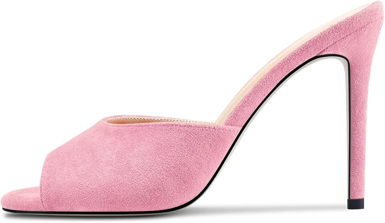 TNYNFBEB Women Stiletto High Heel Peep Open Toe Sandals Slingback Slip-on Wedding Office Cute Basic Classic 3.9 Inches Heels - Image 2