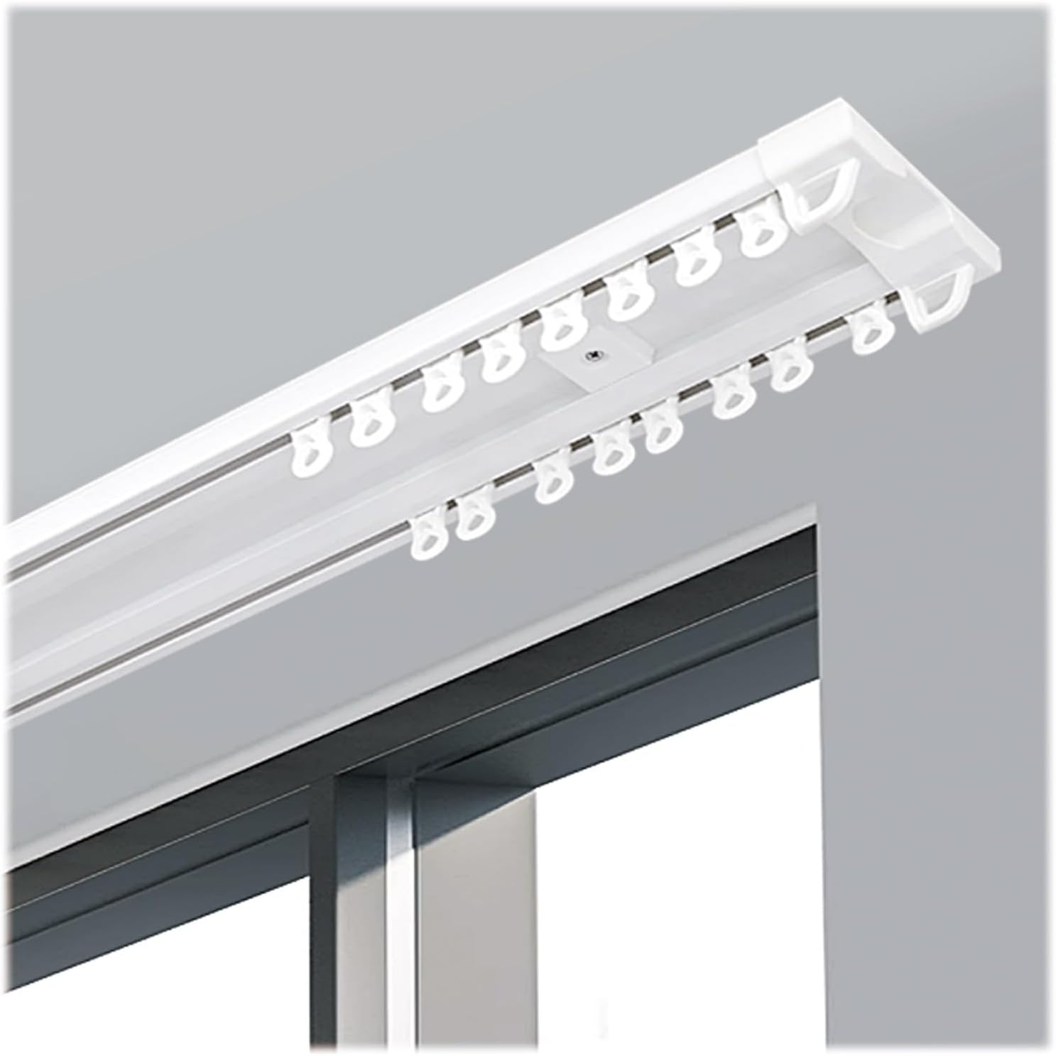 Heavy-Duty Double Curtain Rail Silent Ceiling Mount Curtain Track Room Divider Curtain Rod for Windows Living Room Bathroom(500cm(4 * 125cm))