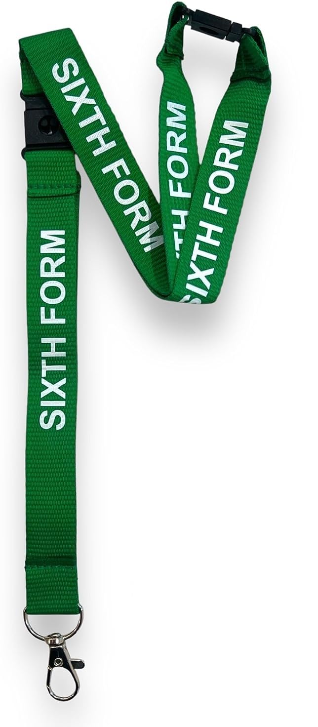 Pac Supplies Global Unisex Green Sixth Form Lanyard With 3 Point Safety Breakaway (1 Lanyard, )