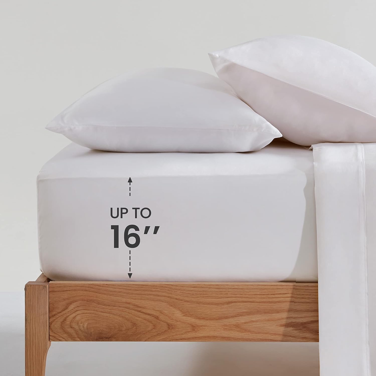 SLEEP ZONE Queen Sheets, 100% Viscose Derived from Bamboo, Silky Queen Cooling Sheet Set, 16" Deep Pocket, Breathable & Soft Bed Sheets, Hotel Luxury Silky Bedding Sheets & Pillowcases, White