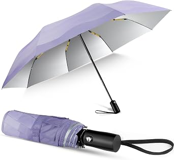 Lejorain Cute Women Sun Umbrella - Automatic Folding UV Protection Lightweight Umbrella Compact Travel Fashion Pretty Collapsible Golf Rain Umbrellas for Women