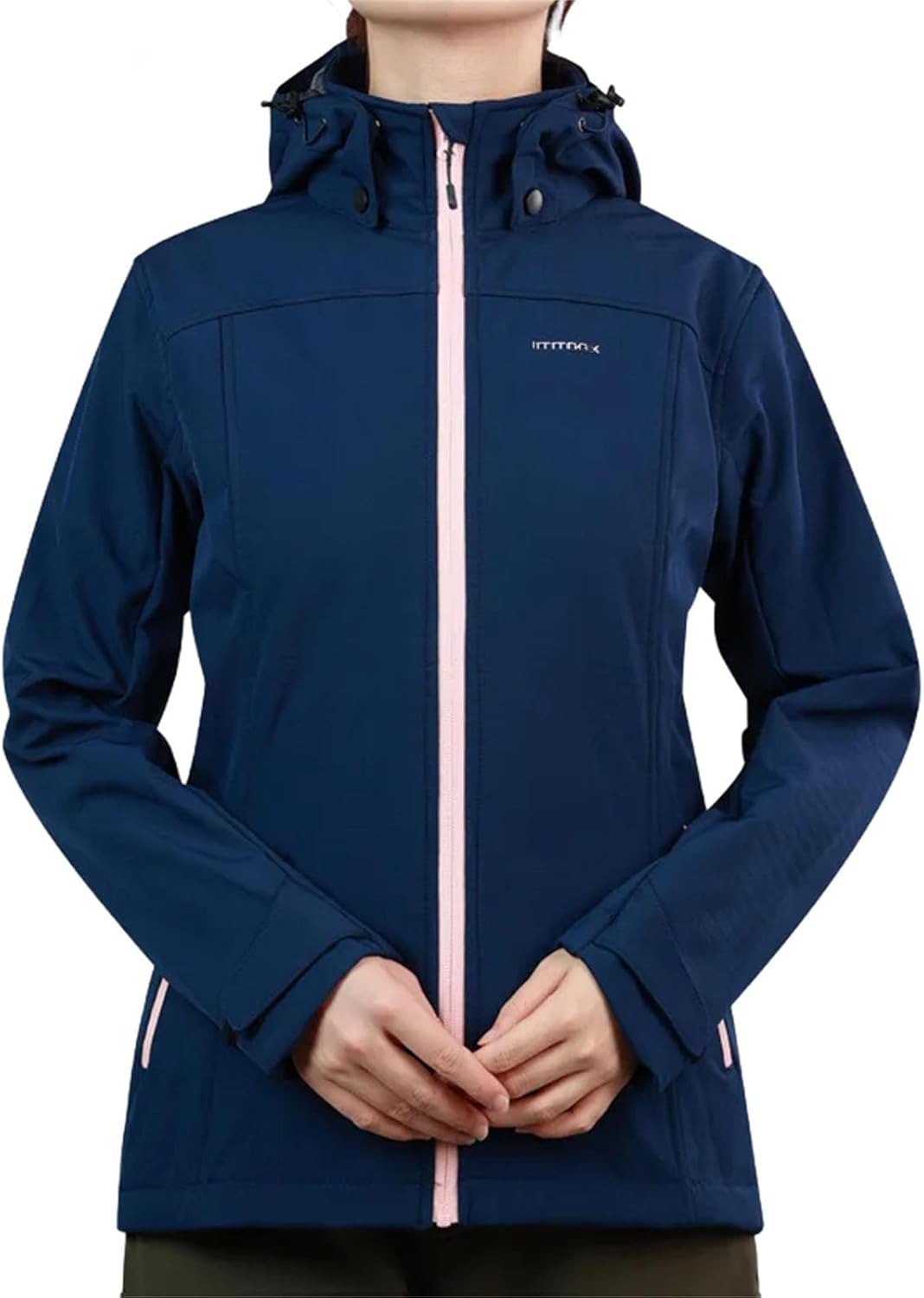 Thermal Hiking Softshell Jacket for Women Lightweight Fleece Sportswear Climbing Removable Hood with Pockets