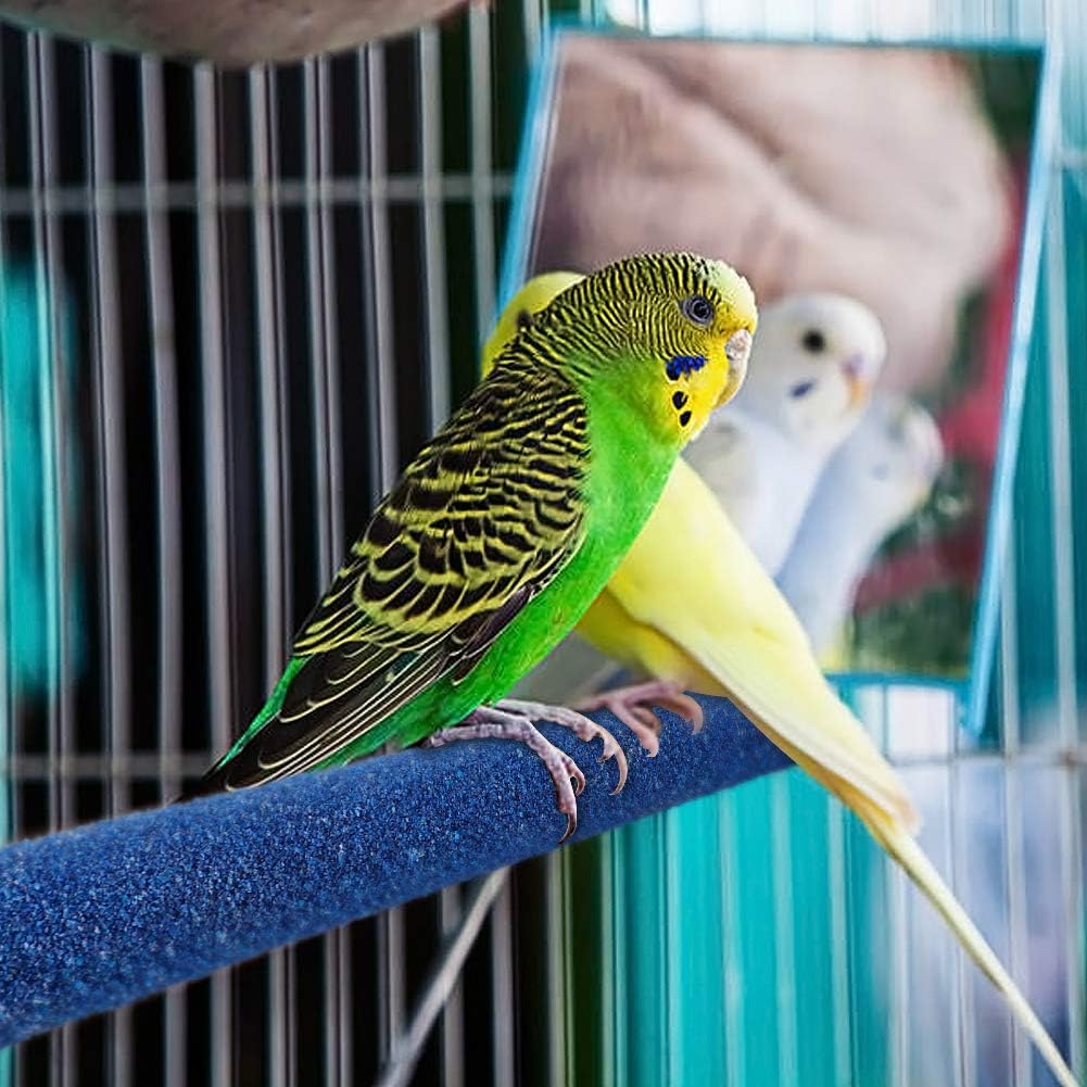 Jusney Bird Perch,Rough-surfaced Wooden Parrot Perch for Bird cage Perch Stand (Straight-Green+Red+Blue)[3 Pack]