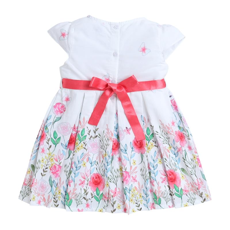 Image of Mama&Bebe Summer Dress for Girls with Cotton Soft Lining | Printed Fit & Flare Kids Outfit with Cute Bow Detail | Comfortable Breathable Party & Outing Dress for Toddlers and Little Girls