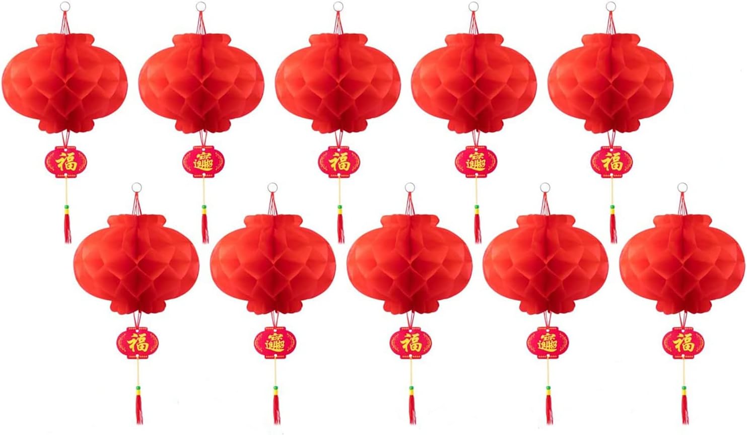 10 PCS Chinese Lanterns, Chinese New Year Decorations 2024, 10 Inch
