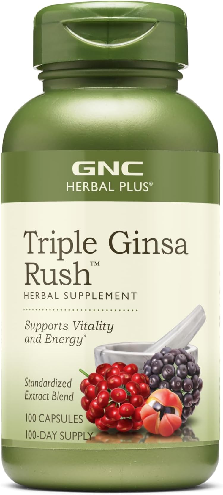 Herbal Plus Triple Ginsa Rush, Supports Vitality and Energy, 100 Capsules