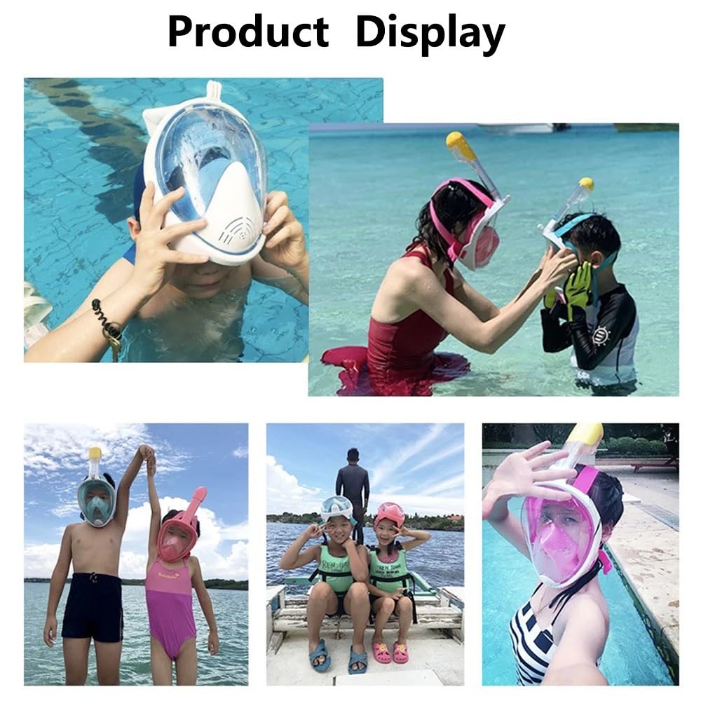 Máscara de Snorkel Buceo Máscara de natación de Cara Completa para niños, máscaras de Buceo con respirador antivaho, respiración Segura para niños y Adultos