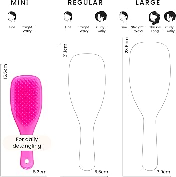 Tangle Teezer Mini Ultimate Detangler - For Wet & Dry Hair - Detangling Brush for All Hair Types - Perfect Brush For Kids & Travel - Runway Pink