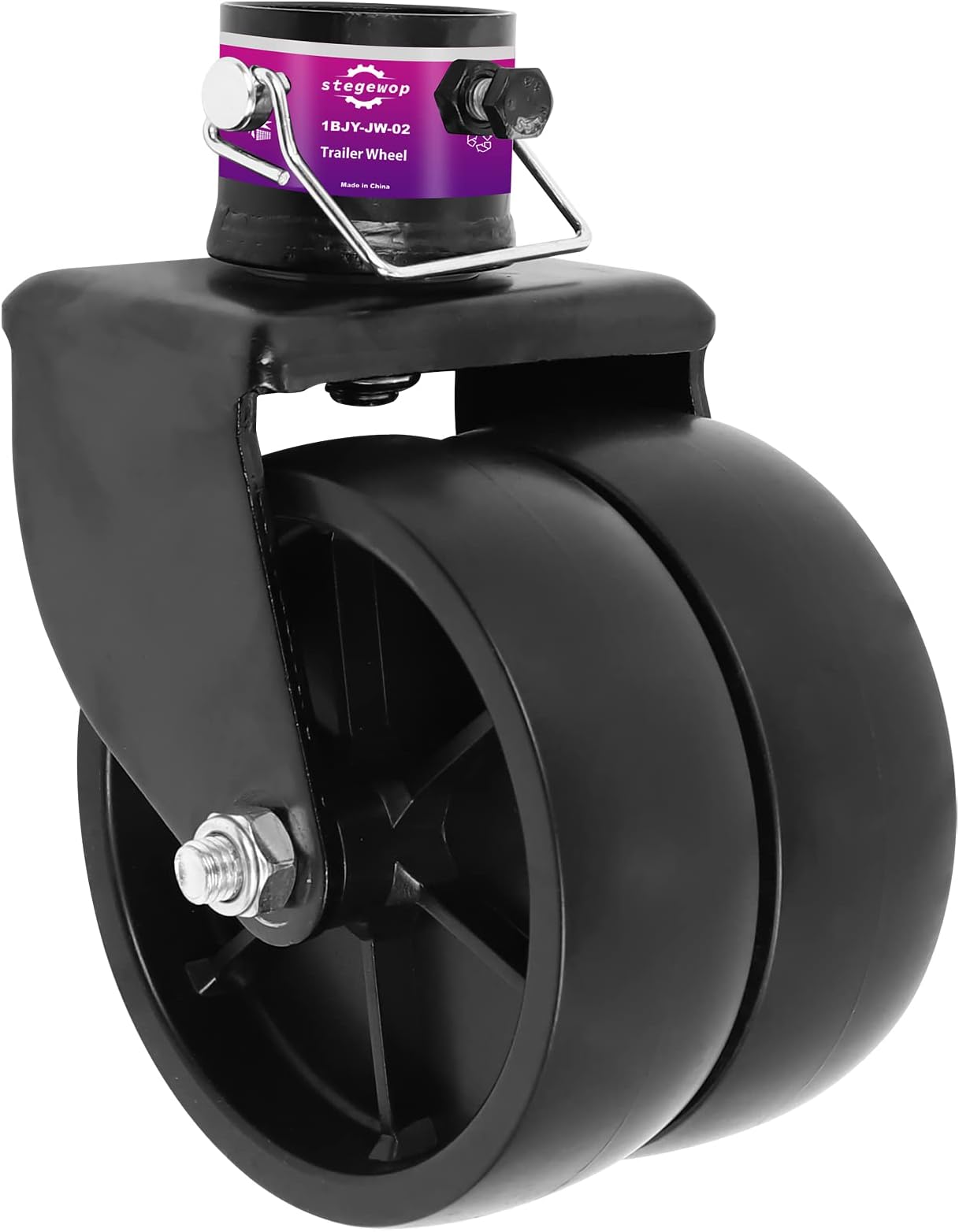 Stegewop 6" Black Trailer Jack Swivel Caster Dual Wheel