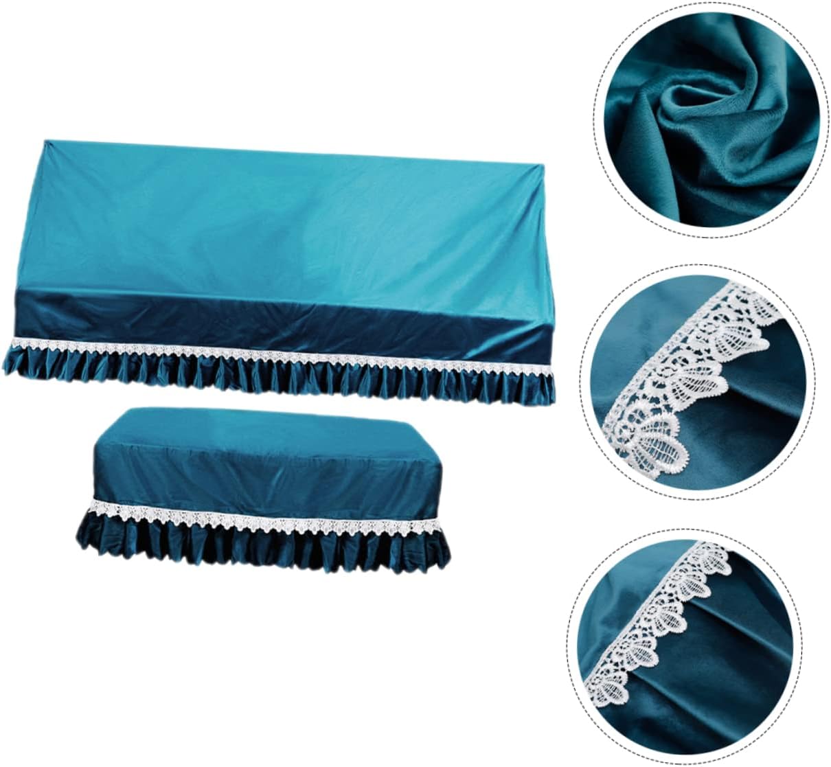 HANABASS High-End Piano Cover European Style Velvet for Upright Piano with Lace Trim for Home Use