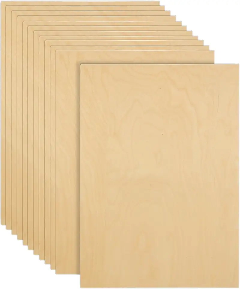 12Pcs 16 x 12 x 1/16 Inch Baltic Birch Plywood Sheets Unfinished Plywood Sheet for Arts and Crafts, Painting, Pyrography, Wood Engraving, Wood Burning, Laser, Architectural Models