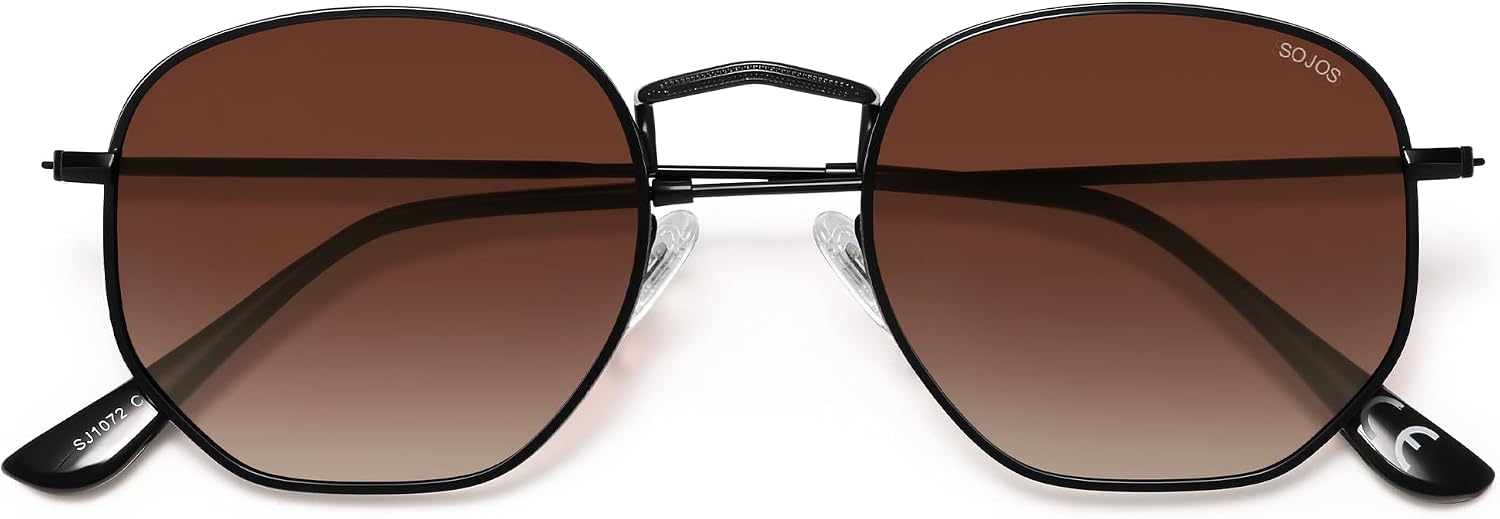 SOJOS Square Polarized Sunglasses Women Men Hexagonal Polygon SJ1072,Small