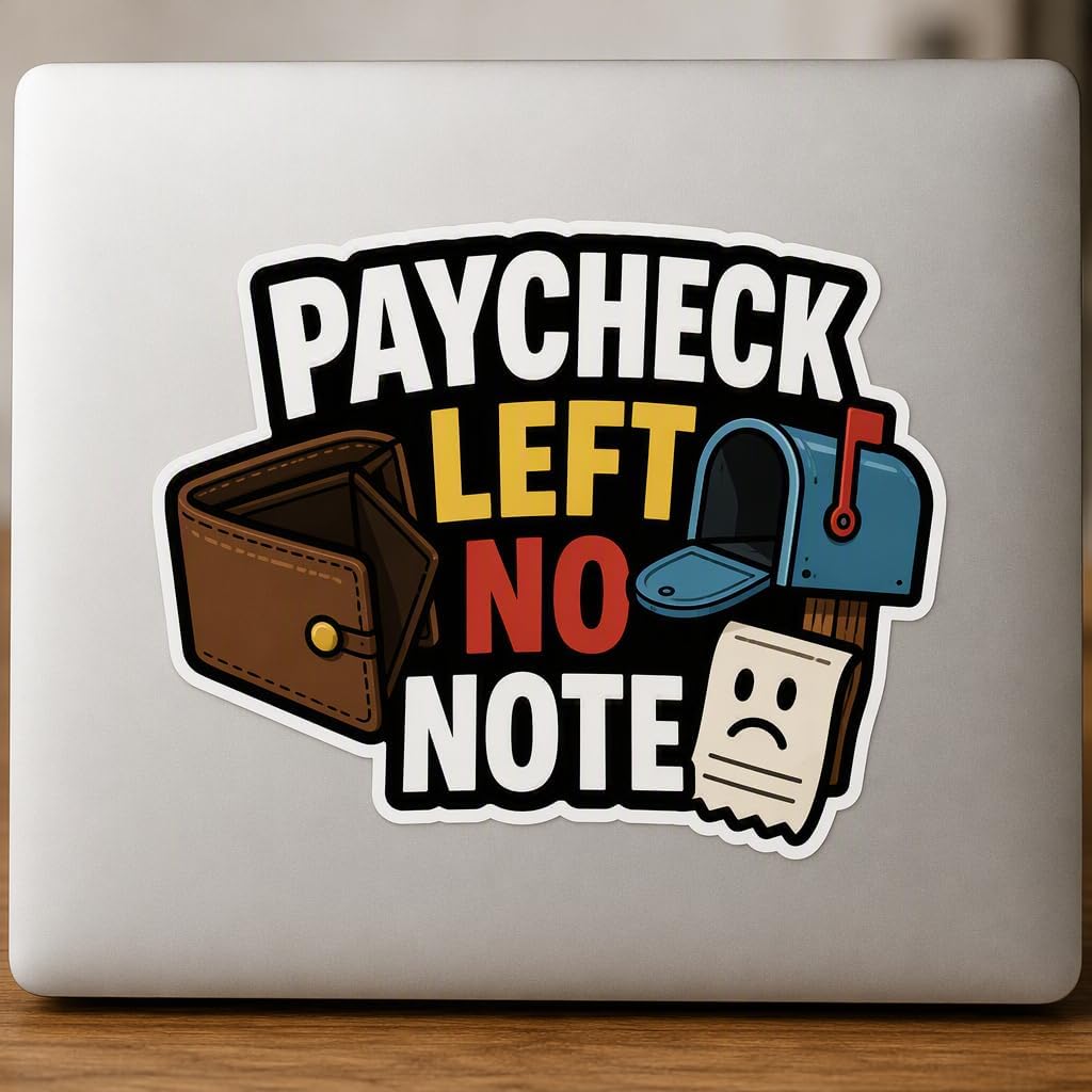 Paycheck Left NO Note Sticker Empty Wallet Budget Humor Vinyl Decal