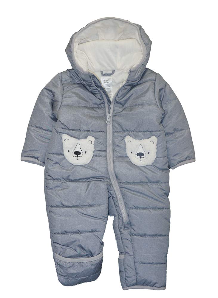 Carter's Baby Boys Pram Suit, Heather Gray Bear, 6/9 Months