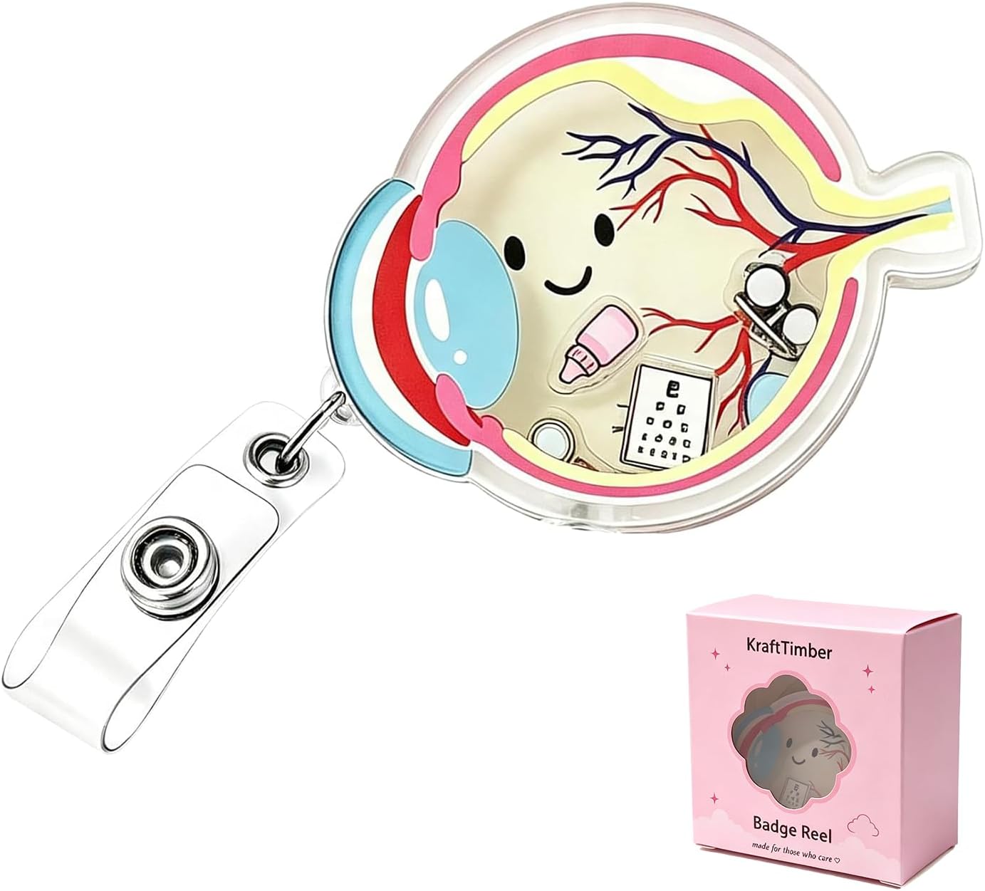 Cute Eye Anatomy Shaker Badge Reel ID Card Holder with Retractable Clip