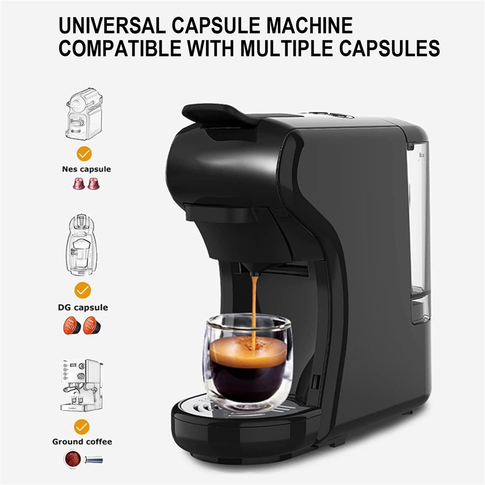 Macchina per caffè a Capsula Singola con Capsula K-Cup, Macchina per caffè da 19 Bar, Design Compatto per Uso Domestico, Camper, Appartamento, Macchina per caffè Espresso