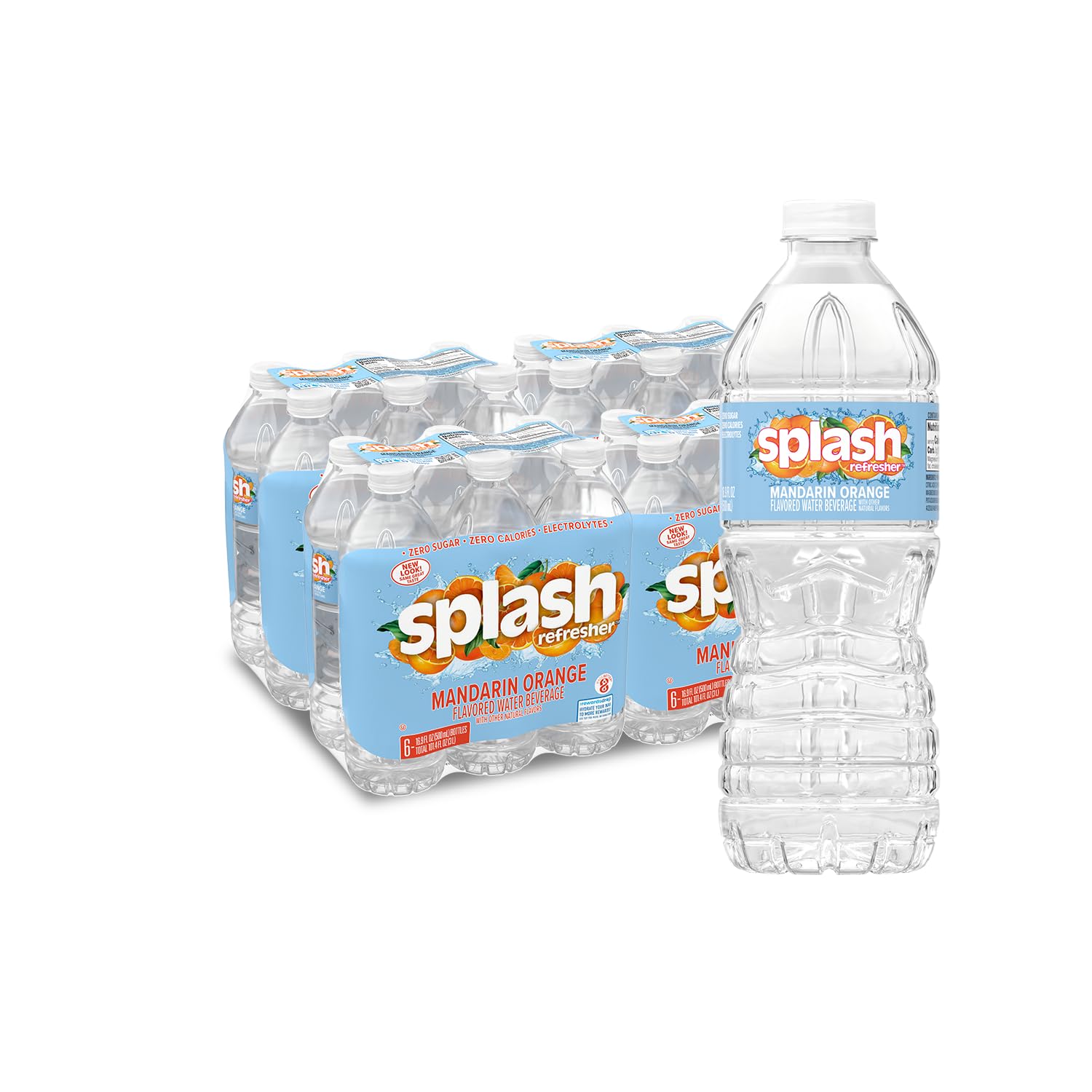 Flavored Water Beverage, Mandarin Orange Flavor, 16.9 Fl Oz Plastic Bottles, 24 Pack