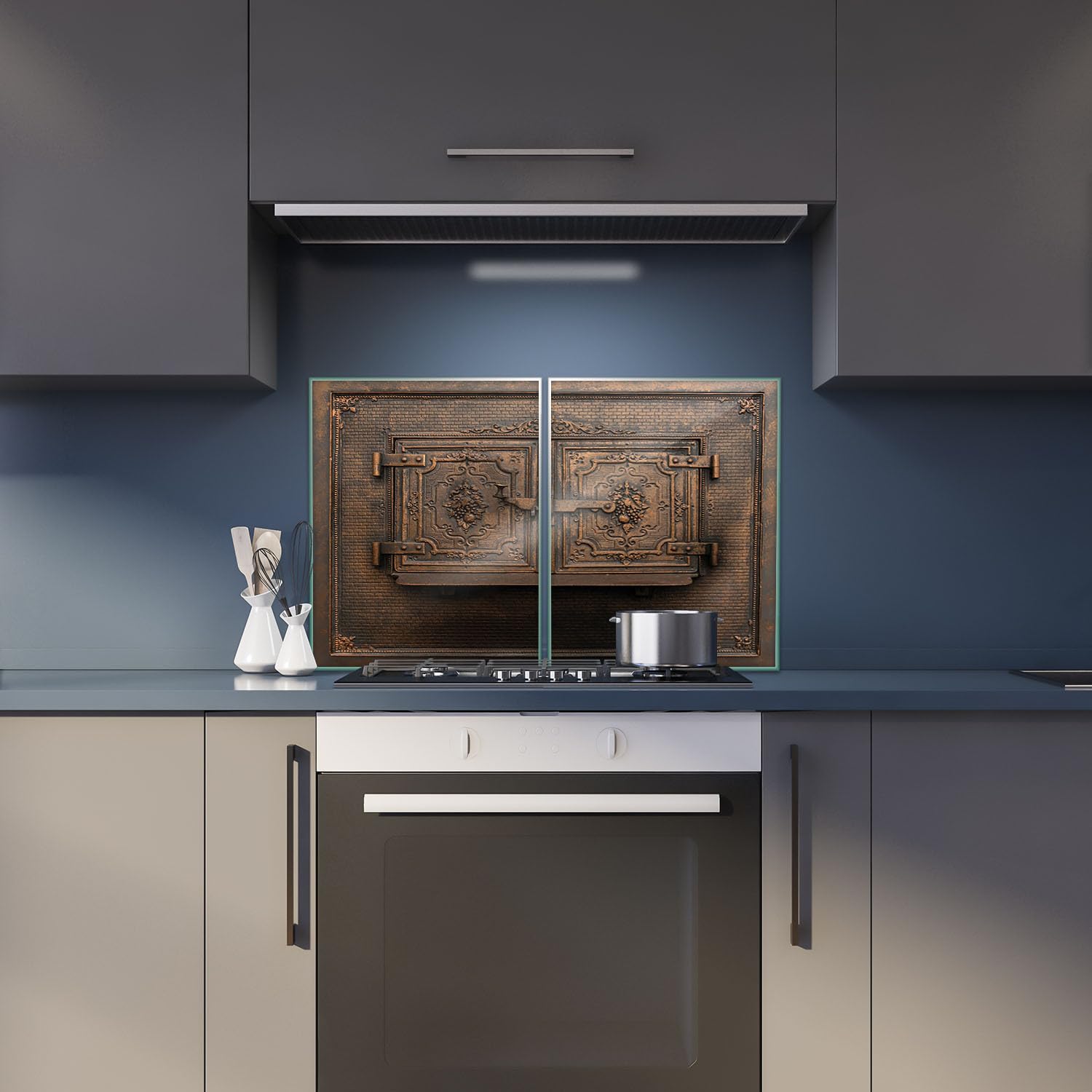 Herdabdeckplatte Abdeckung Ceranfeld Abdeckplatte Schneidebrett 2-Teilig 80x52 Textur Braun Spritzschutz Glasplatte Ceranfeldabdeckung Schutz Herdschutz Sicherheitsglas Glasschneidebrett 2x40x52