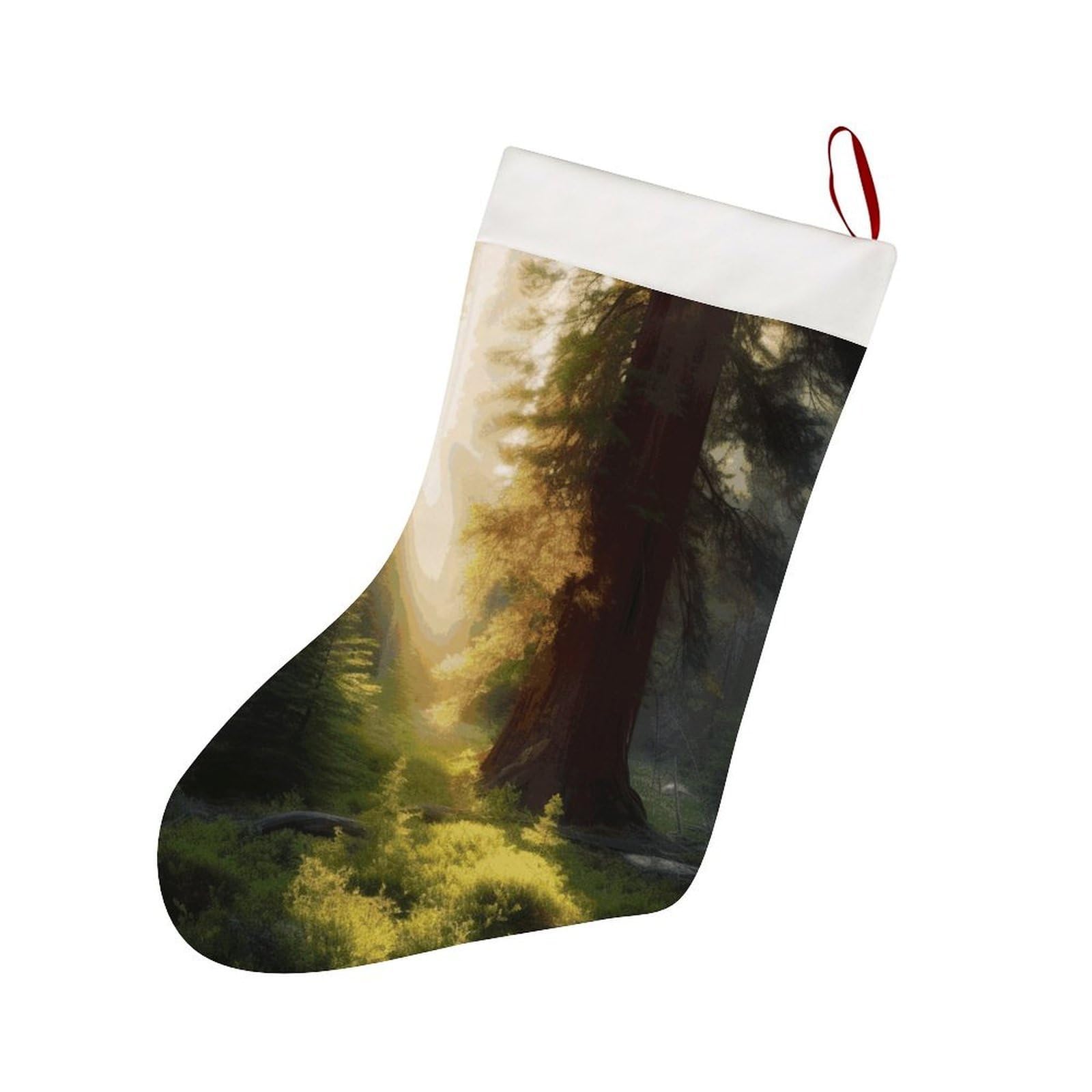 Morning Sunlight in Wilderness Christmas Stocking Cute Personalized Christmas Stocking Soft Plush Cuff Christma Socks Gift Decoration Socks for Family Holiday Party