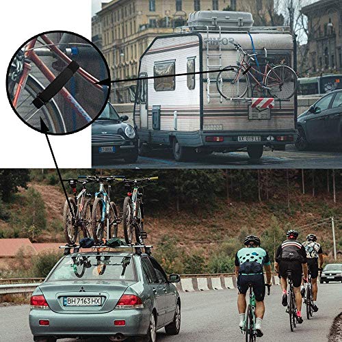 LACE INN 4-Pack Adjustable Bike Straps for Rack Wheel Stabilizer, Reusable Bicycle Velcro Tie Down Stretch Straps Replacement, 1 Inch Wide Velcro Straps to Keep The Bicycle Wheel from Spinning