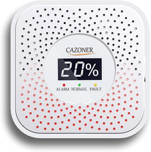 Miniatura 10 de Detector de gas natural, vida útil de 10 años, metano, propano y alarma de gas explosivo para RV y hogar, pantalla LCD digital Negro