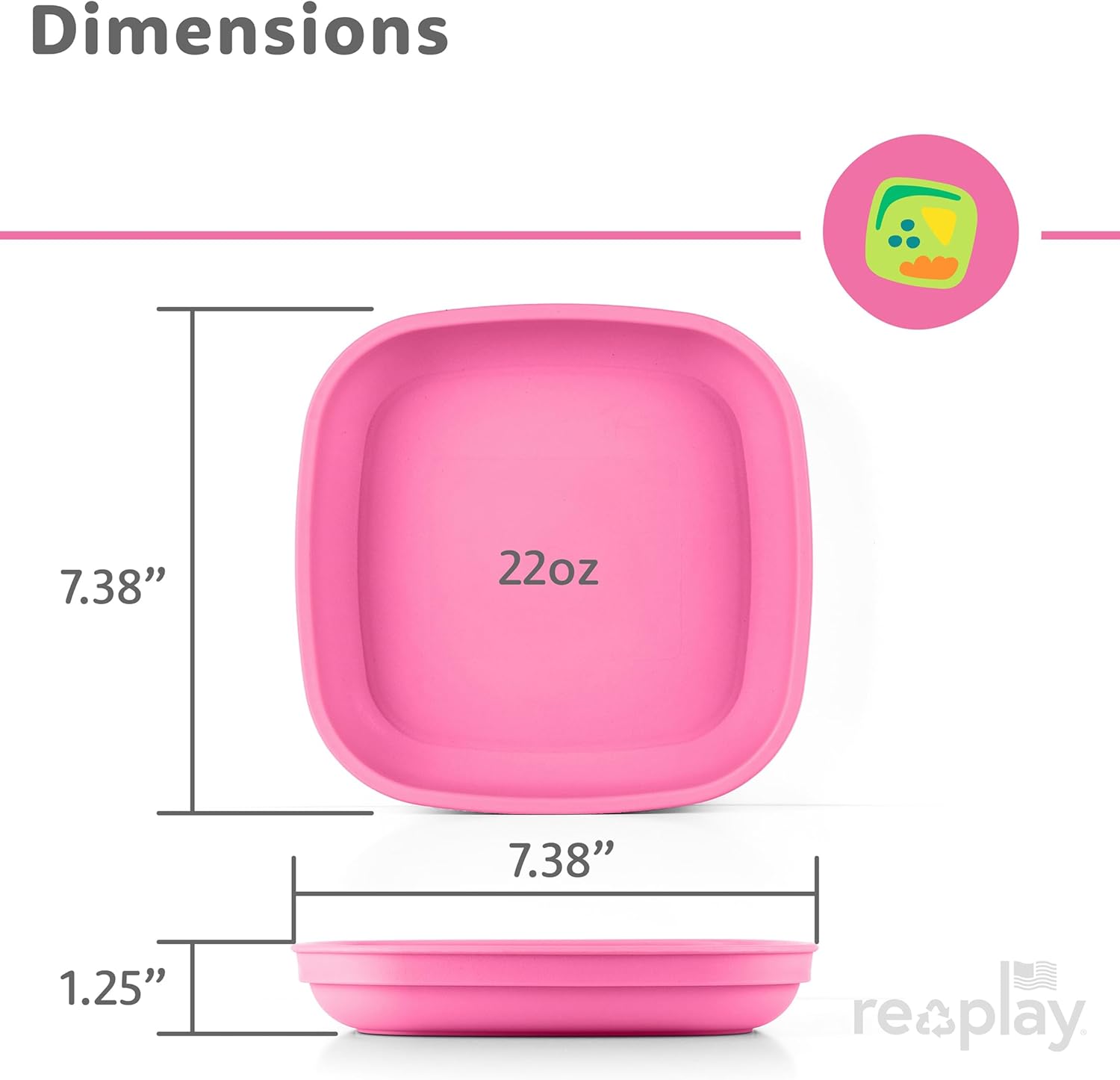 Re-Play Toddler Plates - 22 Oz. Deep-Walled Flat Kids Plates - Dishwasher & Microwave Safe - Made in USA - Set of 4-7.37" x 7.37" x 1.25" - Princess - Image 9