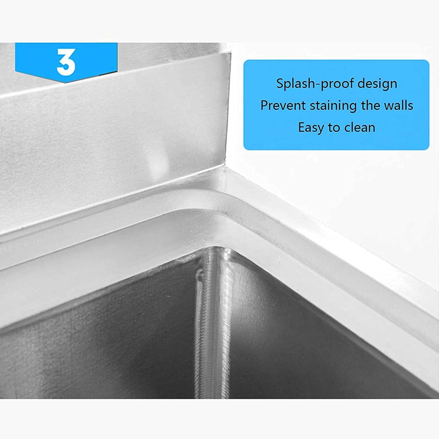 Commercial Handwashing Sink Thickened 201 Stainless Steel Kitchen Sink Mobile Single Bowl Sinks with Faucet for Garage Restaurant Kitchen Laundry Room (50 X 50 X 80cm)