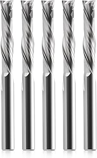 Compression CNC Spiral Router Bits 5PCS, 2 Flutes 5/32'' Shank Up Down Cut Solid Carbide End Mills, 7/8'' Cutting Length Milling Cutters CNC Bits for Wood Engraving Carving(4x22mm)