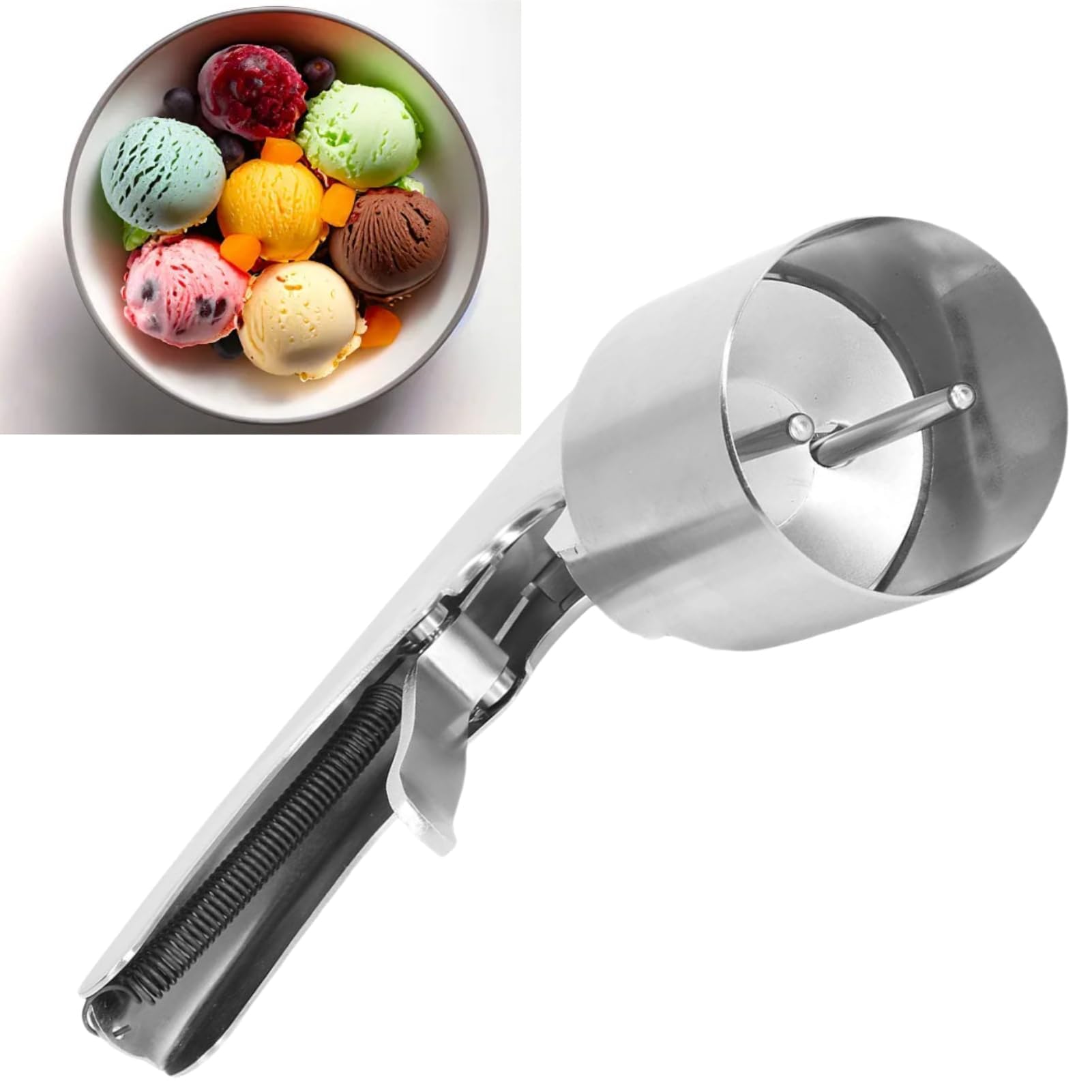 Lot de 2 cuillères à glace Thrifty en acier inoxydable avec gâchette