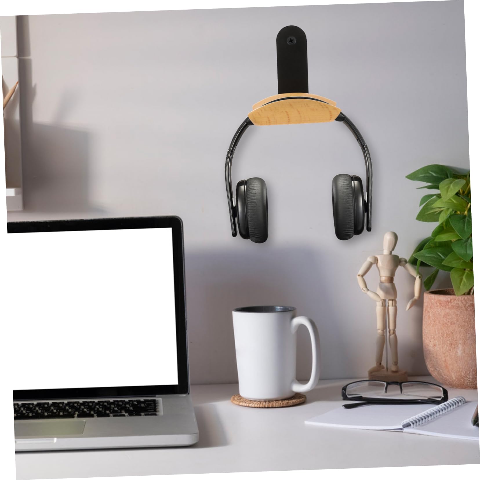 Soporte de Madera Gancho en Forma de U para Auriculares para Colgar Cables y Organizar Auriculares Diseño Único y Elegante en Paredes y Oficina