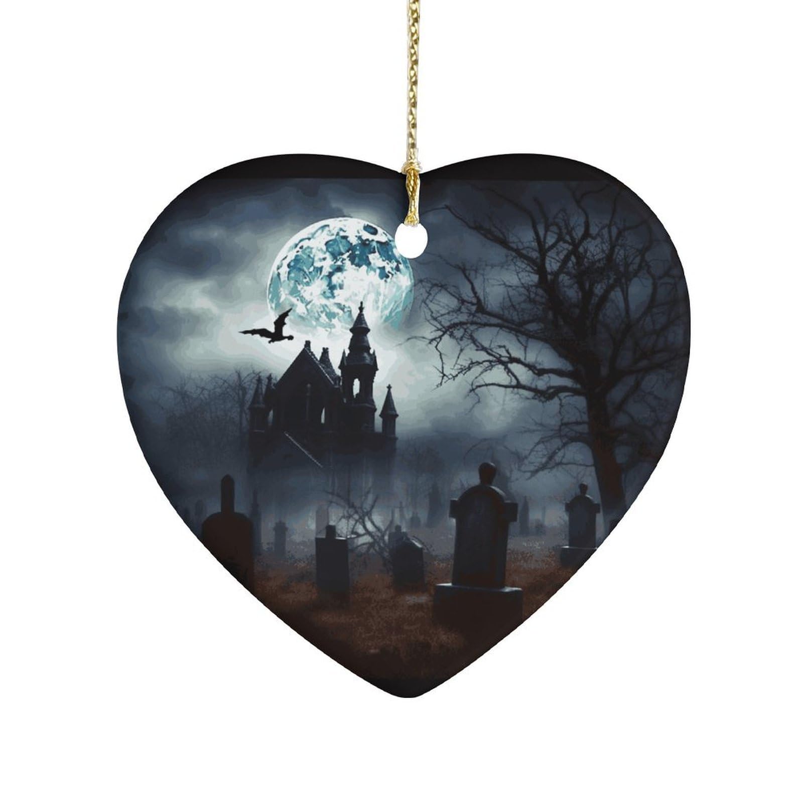 Fekiloot Style Gothic Happy Halloween Ceramic Ornament Home Decor Keepsake