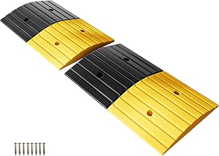 Rubber Speed Bumps, Modular Speed Bump with Freely Splicable Lengths, Striped Anti-Slip Texture, Load Capacity 13,000 Lbs, Applicable to Residential Roads (2 PCS)