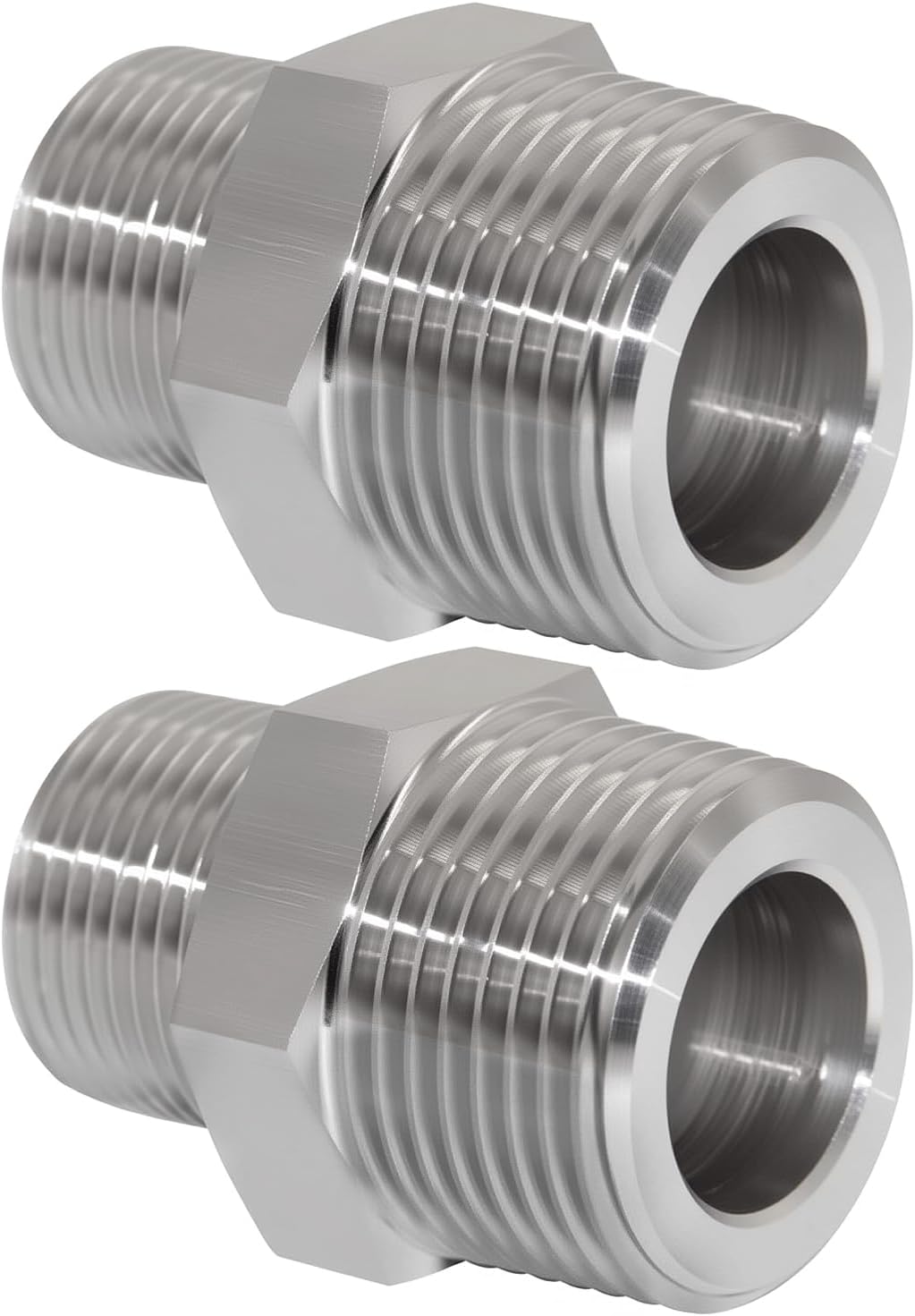 Reducer Hex Nipple, 1" x 3/4" Male NPT Threaded Reducing Nipple Fitting, 2800psi 304 Stainless Steel Pipe Fitting（Pack of 2）