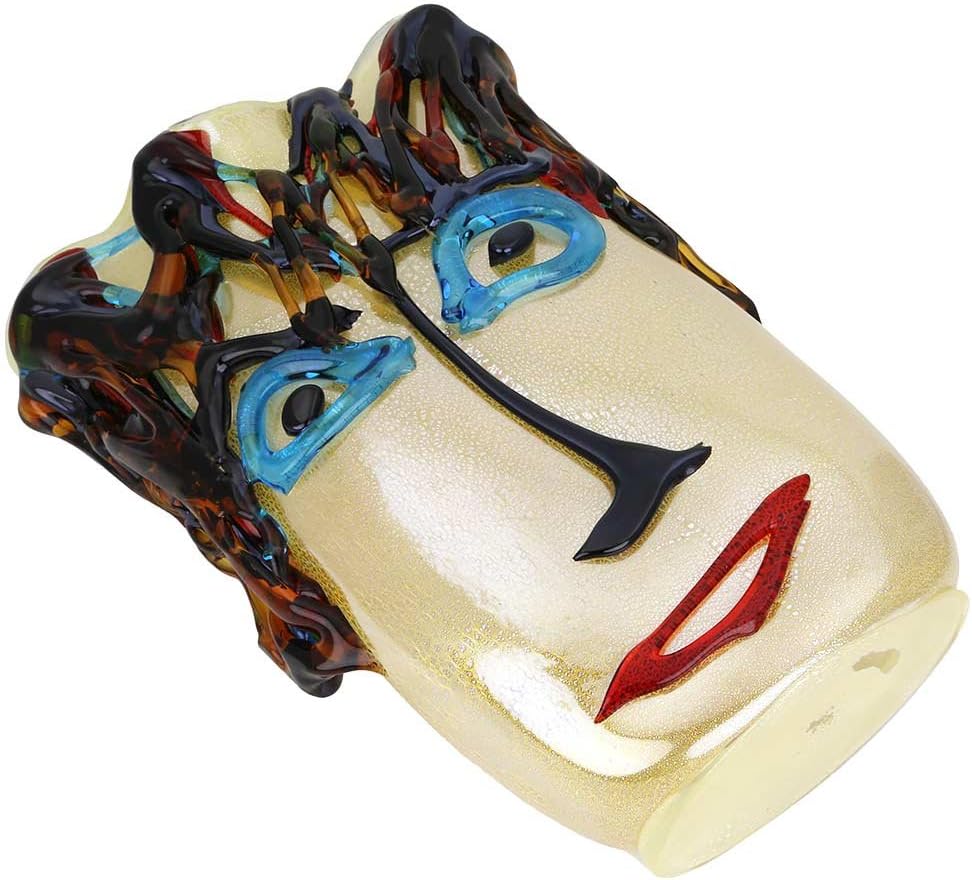 Glass Of Venice Murano Glass Picasso Head Vase 15 Inch Tall. Abstract Art Blown Glass Vase for Home Decor Centerpiece Room Decoration Made in Venice, Italy.