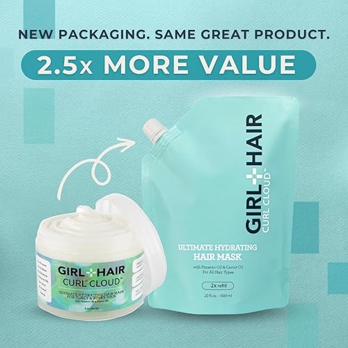 Miniatura 2 de GIRL+HAIR Bolsa para mascarilla capilar de acondicionamiento profundo, aceite de pimiento hidratante y aceite de ricino para cabello seco y dañado,